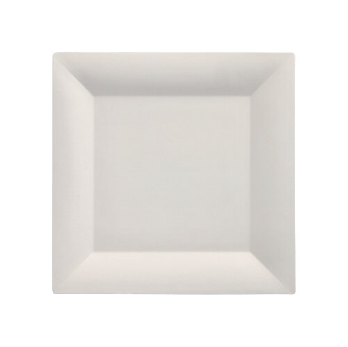 10 x 25 Fingerfood - Teller, Zuckerrohr "pure" eckig 1,5 cm x 20,3 cm x 20,3 cm weiss