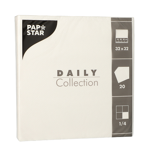 15 x 20 Servietten "DAILY Collection" 1/4-Falz 32 cm x 32 cm weiss