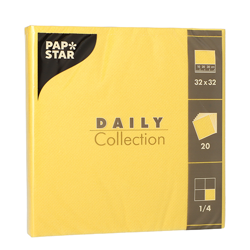 15 x 20 Servietten "DAILY Collection" 1/4-Falz 32 cm x 32 cm gelb