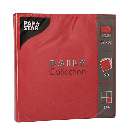 15 x 20 Servietten "DAILY Collection" 1/4-Falz 32 cm x 32 cm bordeaux