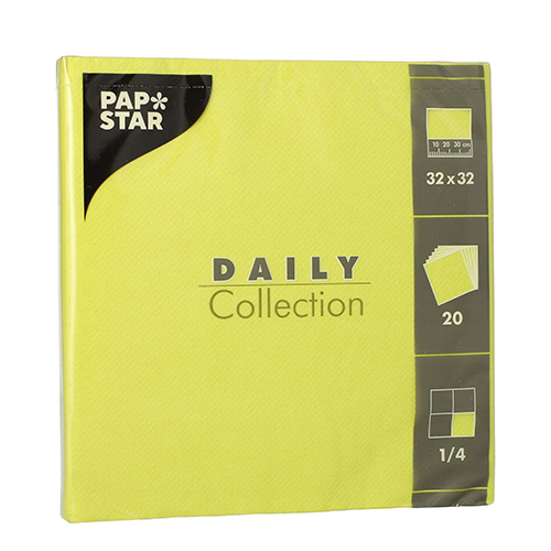 15 x 20 Servietten "DAILY Collection" 1/4-Falz 32 cm x 32 cm limonengrün