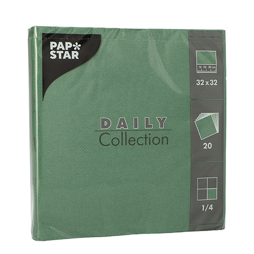 15 x 20 Servietten "DAILY Collection" 1/4-Falz 32 cm x 32 cm dunkelgrün
