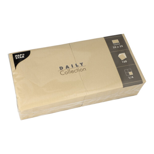 6 x 150 Servietten "DAILY Collection" 1/4-Falz 32 cm x 32 cm sand