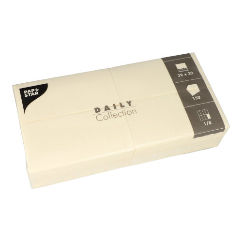 6 x 150 Servietten "DAILY Collection" 1/8-Falz 32 cm x 32 cm champagner