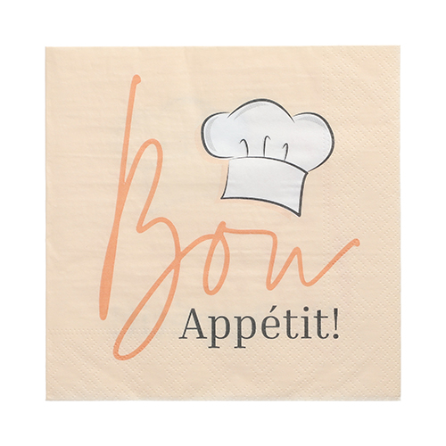 12 x 30 Servietten, 3-lagig 1/4-Falz 33 cm x 33 cm "Bon Appétit"