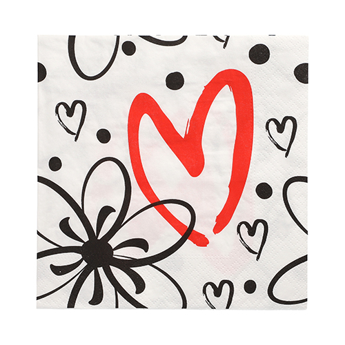 12 x 30 Servietten, 3-lagig 1/4-Falz 33 cm x 33 cm "Red Heart"