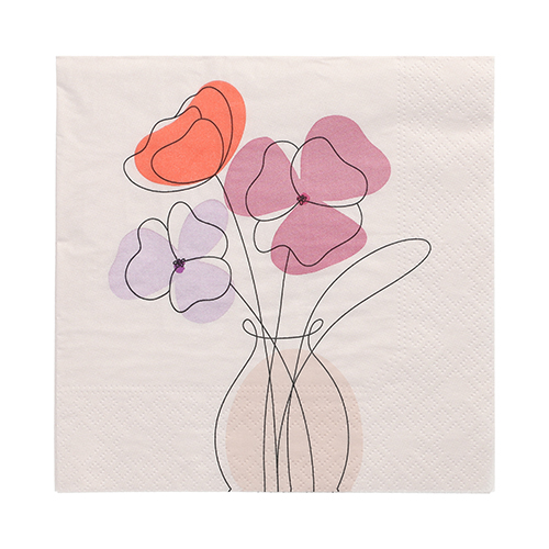 10 x 20 Servietten, 3-lagig 1/4-Falz 33 cm x 33 cm "Vase of Flowers"