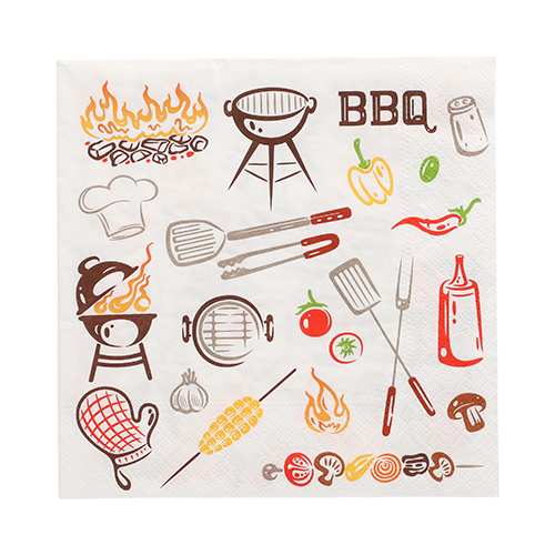 10 x 20 Servietten, 3-lagig 1/4-Falz 33 cm x 33 cm "Time for BBQ"