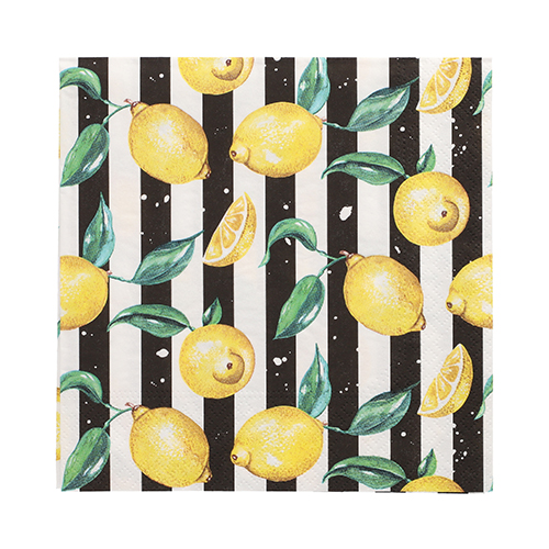 10 x 20 Servietten, 3-lagig 1/4-Falz 33 cm x 33 cm "Citrus Lines"