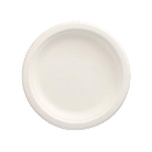 10 x 50 Teller, Zuckerrohr "pure" ungeteilt Ø 15 cm · 2 cm weiss