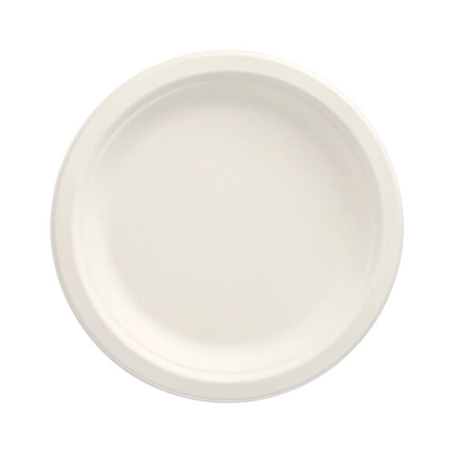 10 x 50 Teller, Zuckerrohr "pure" ungeteilt Ø 18 cm · 2 cm weiss