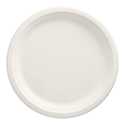 10 x 50 Teller, Zuckerrohr "pure" ungeteilt Ø 26 cm · 2 cm weiss
