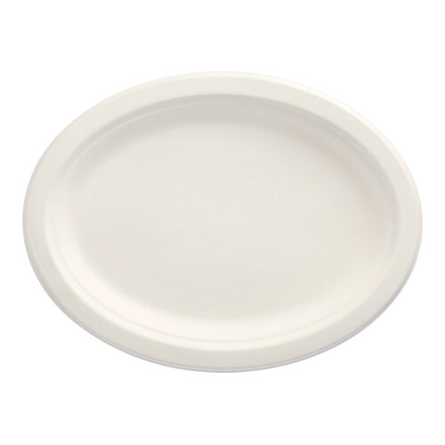 10 x 50 Teller, Zuckerrohr "pure" oval 26 cm x 20 cm x 2 cm weiss