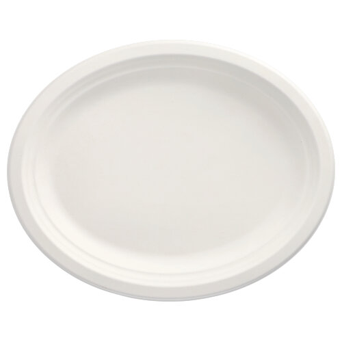 10 x 50 Teller, Zuckerrohr "pure" oval 32 cm x 25,5 cm x 2 cm weiss