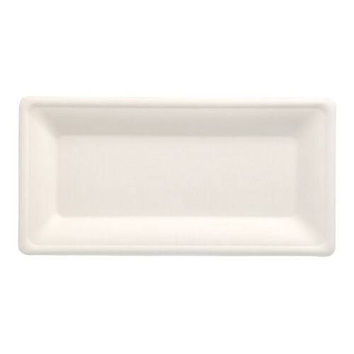 10 x 50 Teller, Zuckerrohr "pure" eckig 13 cm x 26 cm weiss