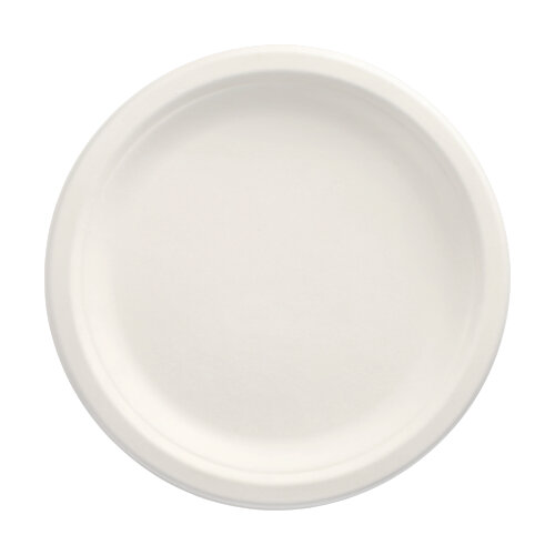 12 x 12 Teller, Zuckerrohr "pure" ungeteilt Ø 23 cm · 2 cm weiss