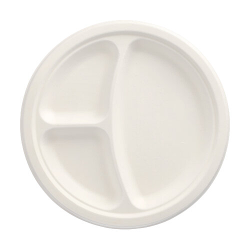 12 x 12 Teller, Zuckerrohr "pure" 3-geteilt Ø 23 cm · 2 cm weiss