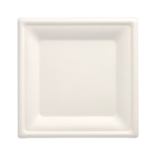 12 x 12 Teller, Zuckerrohr "pure" eckig 20 cm x 20 cm weiss