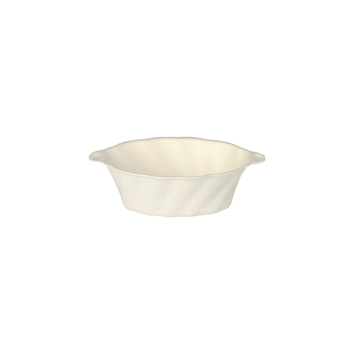 10 x 50 Fingerfood - Schalen Zuckerrohr "pure" 40 ml 3 cm x 9,5 cm x 6 cm weiss "Wave"