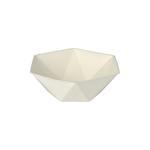 10 x 50 Schalen Zuckerrohr "pure" 6-eckig 400 ml 5 cm x 16 cm x 14 cm weiss "Diamond"
