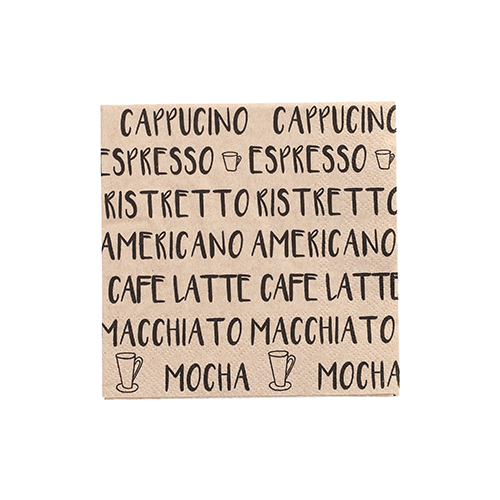 14 x 20 Servietten, 3-lagig 1/4-Falz 25 cm x 25 cm natur "Coffee Specialities" aus recyceltem Papier