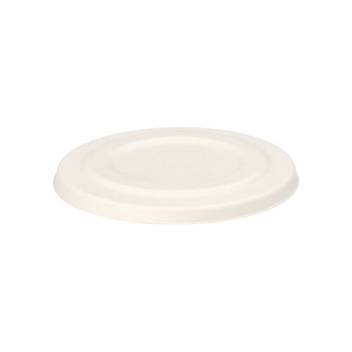 8 x 50 Deckel für Suppenbecher, Zuckerrohr "pure" rund Ø 14 cm weiss