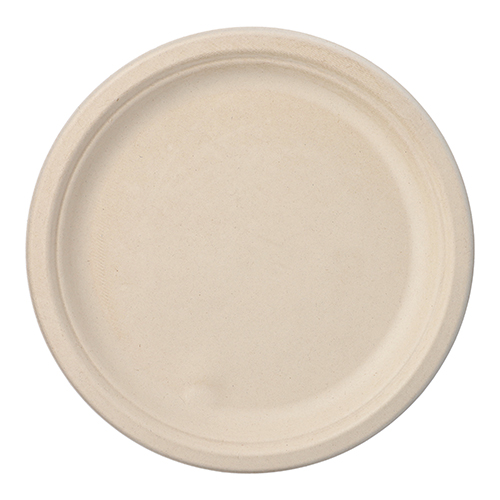 10 x 50 Teller, Zuckerrohr "pure" ungeteilt Ø 26 cm · 2 cm natur
