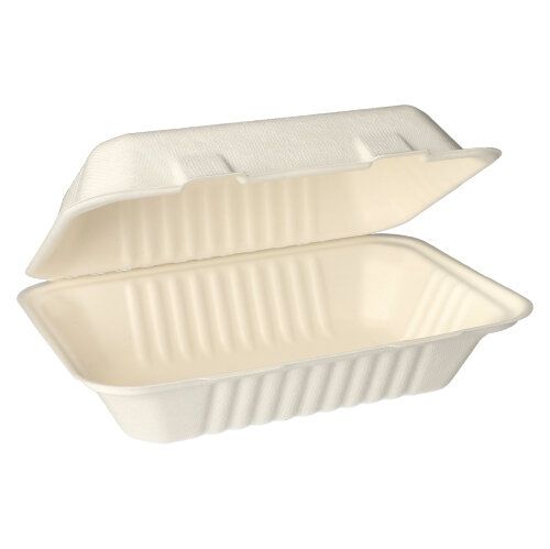 5 x 25 Menüboxen, Zuckerrohr "pure" ungeteilt 7,9 cm x 23 cm x 15,5 cm weiss