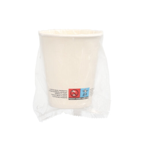 20 x 25 Trinkbecher, Pappe 0,2 l Ø 8 cm · 9,2 cm weiss einzeln gehüllt