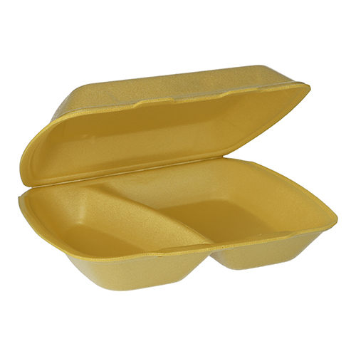 2 x 100 Menüboxen mit Klappdeckel, XPS 2-geteilt 7,5 cm x 24,3 cm x 20,8 cm gold