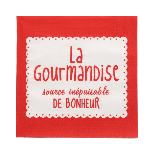 12 x 20 Servietten, 3-lagig 1/4-Falz 33 cm x 33 cm rot "La Gourmandise"