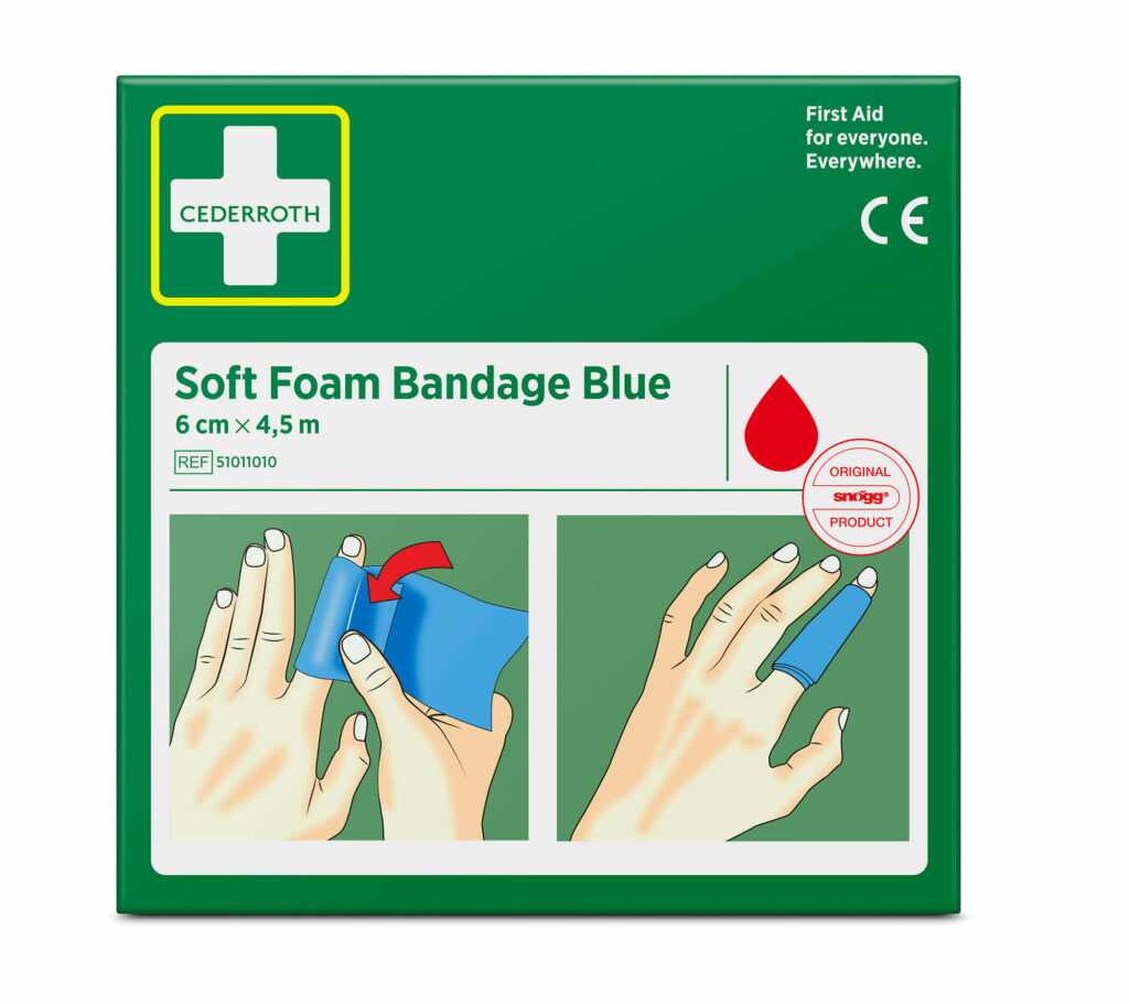 10 x "Cederroth" Soft Foam Bandage 4,5 m x 6 cm blau , Refill