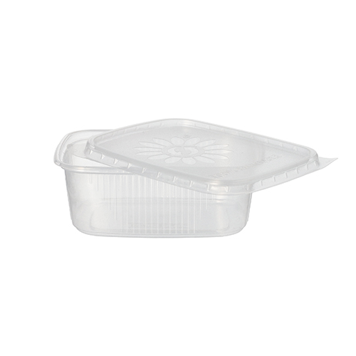 5 x 50 Verpackungsbecher mit Deckel, PP eckig 200 ml 4,4 cm x 8,9 cm x 11,4 cm transparent