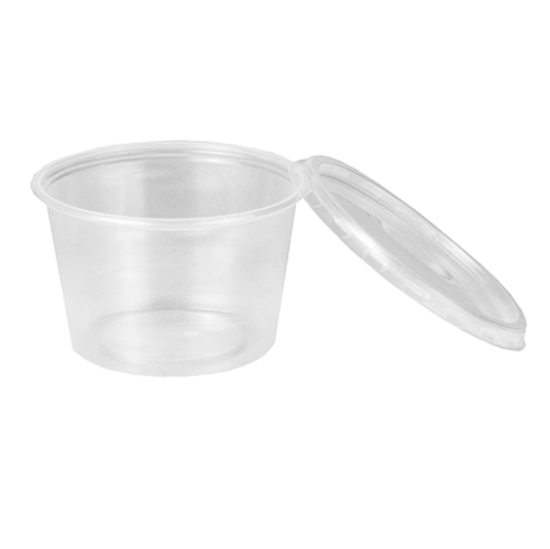 10 x 50 Dressingbecher mit Deckel, PP rund 100 ml Ø 7 cm · 4,4 cm transparent