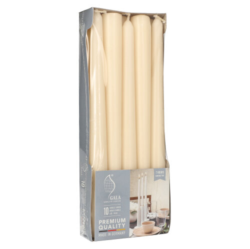 10 x 10 Leuchterkerzen Ø 2,3 cm · 25 cm creme