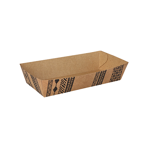 500 Snacktrays, Pappe 3,5 cm x 7 cm x 15 cm braun "Maori" extra groß