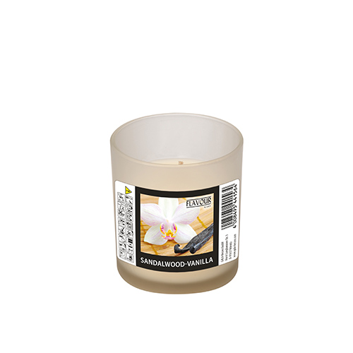 6 x "GALA" Duftkerze im Glas Ø 70 mm · 77 mm elfenbein - Sandalwood-Vanilla "Indro"