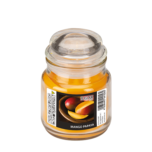 6 x "GALA" Bonbonglas mit Wachsfüllung Ø 60 mm · 85 mm pfirsich - Mango-Papaya