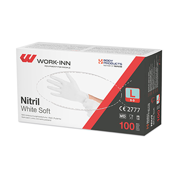 10 x 100 "WORK-INN/PS" Handschuhe Nitril puderfrei "White Soft" weiss Größe: L