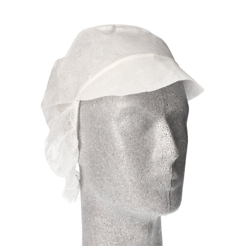 10 x 50 "WORK-INN/PS" Kappen mit Schirm und Haarnetz, Vlies Ø 30 cm weiss