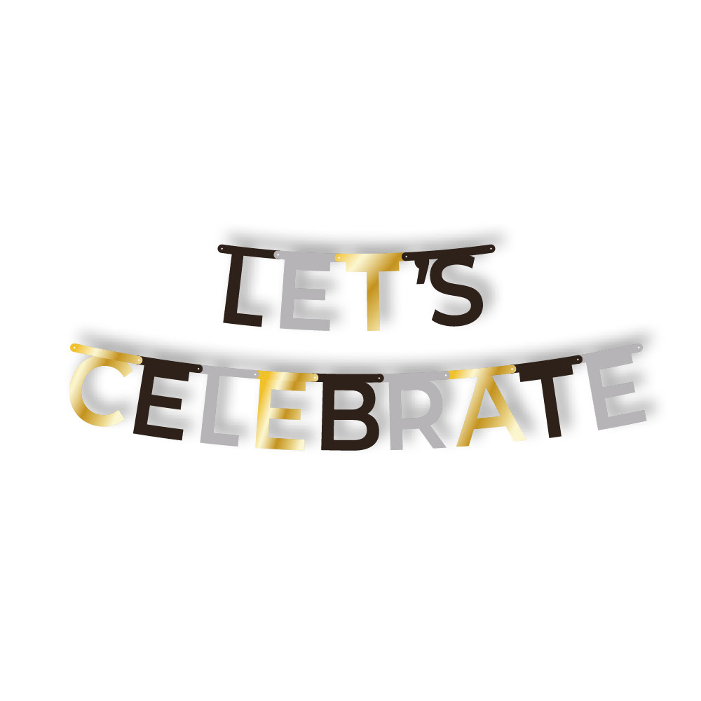 12 x Grußkette 1,85 m x 13,8 cm "Let's Celebrate"