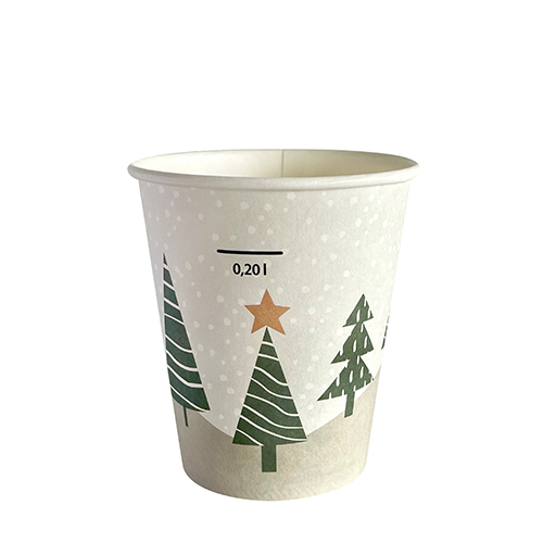 20 x 50 Trinkbecher, Pappe "To Go" 0,2 l Ø 8 cm · 9,9 cm "Winter Forest"
