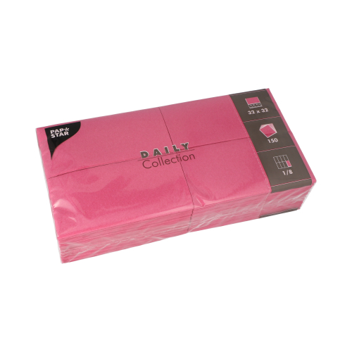 6 x 150 Servietten "DAILY Collection" 1/8-Falz 32 cm x 32 cm fuchsia