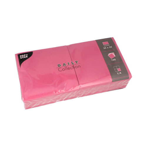6 x 150 Servietten "DAILY Collection" 1/4-Falz 32 cm x 32 cm fuchsia