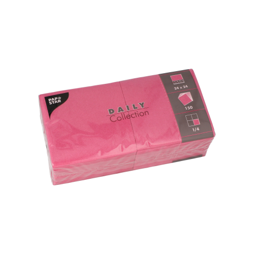 6 x 150 Servietten "DAILY Collection" 1/4-Falz 24 cm x 24 cm fuchsia