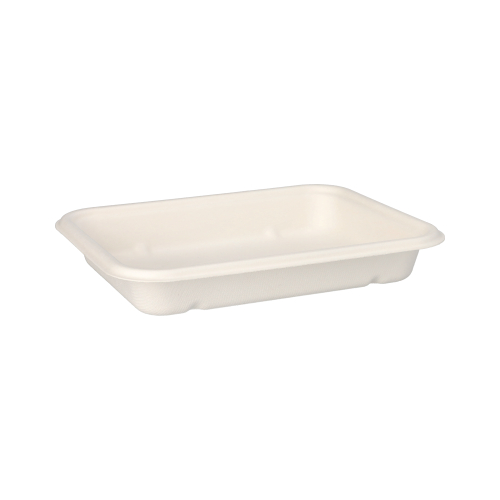 6 x 50 Schalen, Zuckerrohr "pure" ungeteilt 3 cm x 15,3 cm x 20,3 cm weiss