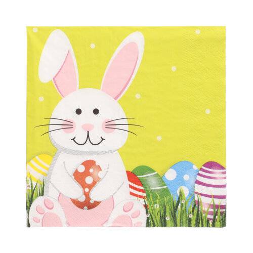 15 x 20 Servietten, 3-lagig 1/4-Falz 33 cm x 33 cm "Easter Bunny"