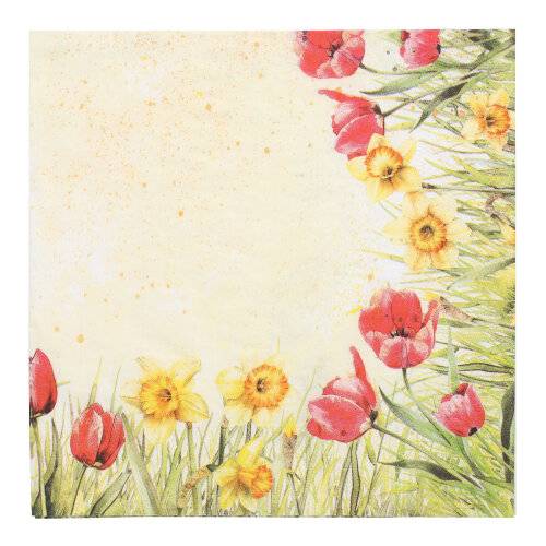 8 x 50 Servietten, 3-lagig 1/4-Falz 40 cm x 40 cm "Tulips & Daffodils"