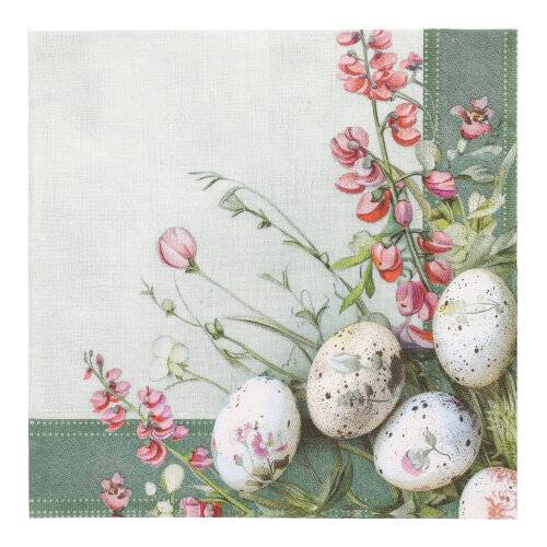 8 x 50 Servietten, 3-lagig 1/4-Falz 40 cm x 40 cm "Pastell Eggs"