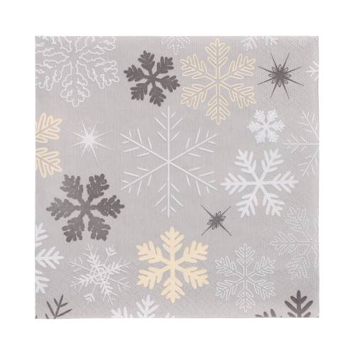 15 x 20 Servietten, 3-lagig 1/4-Falz 33 cm x 33 cm "Snowflakes"